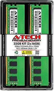 A-Tech Server 32GB Kit (2 x 16GB) 2Rx8 PC4-17000 DDR4 2133MHz ECC Unbuffered UDIMM 288-Pin Dual Rank DIMM 1.2V Workstation Server Memory RAM Upgrade Stick Modules (A-Tech Enterprise Series)