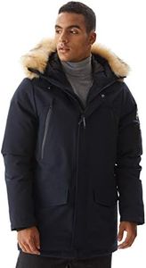 Molemsx Skiing Down Coats For Men, Men's Winter Jacket Warm Parka Puffer Jacket Winter Hiking Performance Golf Walking Lined Outwear Down Jacket for Cold Weather with Hood Navy S Regular