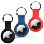 SQUIF Airtag Silicone Case Protective Cover for Airtag Case Locator Tracker Anti-Lost Device Keychain Protection (Black_Blue_Red)