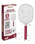 Weird Wolf Heavy Duty Mosquito Racket Bat | Rechargeable Electric Fly Swatter | Mosquito Killer Racquet with Type-C Charging and 6 Months Warranty (Maroon)
