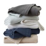 100% Cotton Waffle Weave Premium Blanket. Lightweight and Soft, Perfect for Layering. Mikala Collection (Full/Queen, Light Grey)