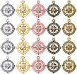 Compass Pendant Charms, 30pcs Alloy