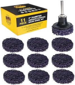 Dura-Gold 11-Piece 2" Diameter Abrasive Stripping Brush Wheel Set - 10 Quick Change Discs with Roll Lock Connection, 1/4" Drill Backing Pad