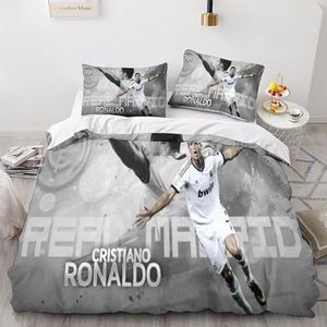 LSORU Ronaldo Ensemble De Literie Imprimé en 3D Parure De Lit Housse De Couette Sets en Microfibre Couette Sets -Doux Et Confortable Housse De Couettes King（220x240cm）