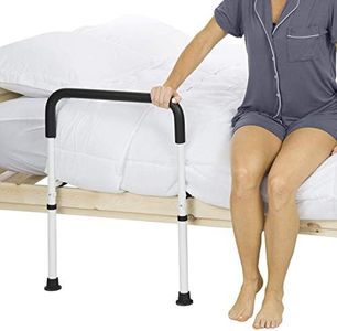 Vive Bed Assist Rail - Adult Bedside Standing Bar for Seniors, Elderly, Handicap, Kid - Fit King, Queen, Full, Twin - Adjustable Fall Prevention Safety Handle Guard - Long Hand Bedrail Grab Bar Cane