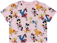 Disney Ladies Mickey & Minnie Mouse Shirt - Classic Mickey & Minnie Mouse Mickey & Minnie Skimmer Tee, Pink, Small