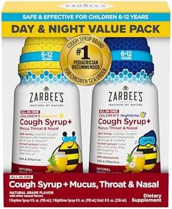 Zarbee's Children's All-in-One Honey Cough Syrup + Mucus, Throat & Nasal Day & Night Value Two Pack for Kids 6-12 + Dark Honey, Ivy Leaf Extract, Zinc Turmeric Root & B-Vitamins, Grape, 2 x 4 fl. Oz
