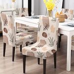 BRIDA® Stretchable Floral Geometric Printed Dining Chair Covers Set of 4 Seater Elastic Chair Seat Case Protector, Slipcovers (4 Chair Cover, Abstract Plant)