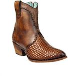 Corral Ld Golden Woven Round Toe Ankle Boot, Brown, 7