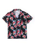 PATPAT Boy's Button Down Short Sleeve Hawaiian T-Shirt Casual Tops for Kids Black 7-8 Years