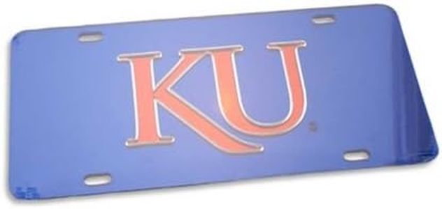 Craftique Kansas Jayhawks Red on Blue Laser Cut Inlaid Mirror Tag