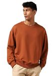 NOBERO Men's Cotton Blend Crew Neck Sweatshirt (1M-TWSS-R0005_Mocha Bisque