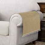 Hokibero Khaki Armchair Cover for Arms Sofa Arm Protector Covers Armrest Slipcover for Recliner Chair Linen Armrest Cover for Living Room Couch Sofa Arm Covers, Set of 2, Tassel Edge