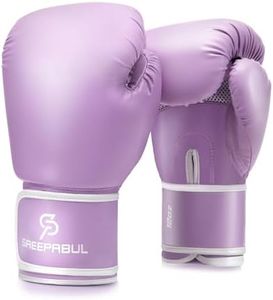 SAEEPABUL Boxing Gloves for Men & Women, Beginner Kickboxing, Purple 16oz