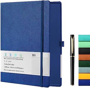 Carnet de notes à lignes épaisses avec stylo, B5 360 pages en papier de 100 g/m², journal d’écriture, couverture en cuir rigide, parfait pour le travail, le bureau ou l’école, 20 x 25cm Bleu