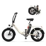 INVANTI Electric Bike, 20" Fat Tire Step-Thru Electric Bicycle, 72KM Range & 32KM/H Top Speed, 900W Peak Motor, Dual Suspension and 7-Speed, Folding Ebike for Adults with Rear Rack