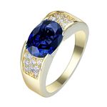 ANAZOZ Promise Rings Womens,Womens Copper Rings Round with Oval Cubic Zirconia Dark Blue Gold Cheap Womens Wedding Rings Ring Size N 1/2