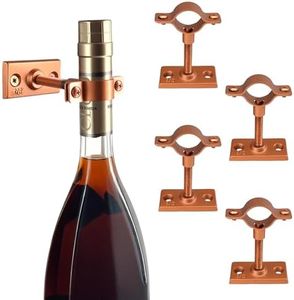 Lily's Home Bar Wall Mount Single Wine Bottle Display Holder, Set of 4, Industrial Design with Mounting Hardware, Works with Wine or Liquor Bottles, Copper Finish (4-1/2” x 1-3/8” x 2-3/4”)