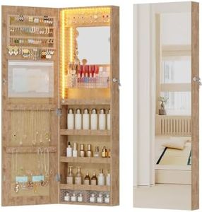 Vlsrka LED Mirror Jewelry Cabinet, Over Door/Wall Mounted Jewelry Organizer