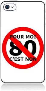 Coque pour IPHONE 4/4S Non au 80km/h sur Les Routes- Je manifeste - Coque Noire TPU Souple (IPHONE 4/4S)