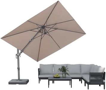 PURPLE LEAF 3 X 3 M Garden Cantilever Parasol, Swivel Square Patio Umbrella with 3-Year Fade Resistance Recycled Fabric, with Crank Handle and Tilt for Balcony and Outdoor, Taupe