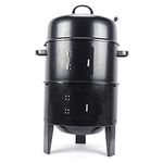 Acesunny Multifunctional 3-in-1 Smoker Grill BBQ Smoker Oven Charcoal Grill Outdoor Charcoal Grill BBQ Smoker Oven Smoking Barrel with Thermometer 84 x 40 cm