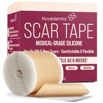 NUVADERMIS Silicone Scar Tape for Surgical Scars - 120" x 1.5" Roll - Extra Long Medical Grade Silicone Scar Tape for C-Section, Tummy Tuck, Keloid, and Surgical Scars - Reusable Tape Strips - 1 Pack