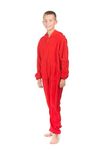 Hoodie Onesie Jumpsuit Pajama in Red Fleece for Boys & Girls