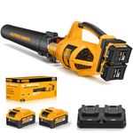 ALLOYMAN 40V Max Cordless Leaf Blower,650CFM Dual Battery Driven Blower with 2 * 4.0Ah Batteries & Fast Charger,2 Variable Speed Lightweight Battery Powered Leaf Blowers for Lawn Care/Snow Blowing