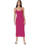 Aahwan Solid Pink Spaghetti Strap Neck Midi Bodycone Casual Dress for Women's & Girls' (256-Pink-M)