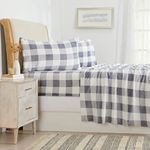 NY Loft Ultra Soft Micro Fleece Sheets Set with Extra Deep Pockets | Extra Soft Velvet Fleece Sheet Set | Super Plush Polar Fleece | Velvet Plush Cozy Warmth | King - Plaid Grey/White…