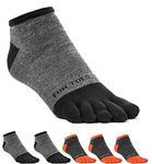 FUN TOES Men's Toe Socks Lightweight Breathable-Value 6 PAIRS Pack- Size 10-13 (3 Black/ 3 Grey)