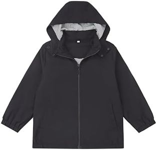 EIGIOO Toddler Waterproof Rain Jacket Lightweight Soft Lining Kids Windbreaker Boys girls Outdoor Raincoat Black 3T