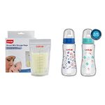 Luvlap Baby Breast Milk Storage Bags (Pack of 25),& Green, Blue Anti-Colic Slim/Regular Neck Essential Baby Feeding Bottle, 250Ml (Pack of 2)