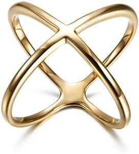 WISTIC X Criss Cross Rings Statement Rings Parallel Bar for Women Touch of Luxury Fashion Effortlessly Cocktail Charming Enhancer Finger Bands for Men and Unisex Adult Jewelry, Metal, metal