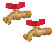 LD Valve - Male Hose Bibb 1/2" MIP X 3/4" MHT For Garden Watering,1/4 Turn Shut Off Hose Bib with T-Handle (2-Pack)