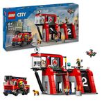 LEGO City Fire Station with Fire Engine Toy Playset for 6 Plus year Old Boys & Girls with a Dog Figure and 5 Minifigures, Birthday Gift Idea for Kids Who Love Imaginative Play 60414