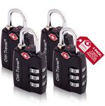 OW-Travel TSA Approved Luggage Locks Suitcase Locks with Indicator Open Alert (4 Pack) 3 Digit Security Padlock Combination Padlocks Code Lock for Zipper Luggage Bag Case Backpack Gym Locker (Black)