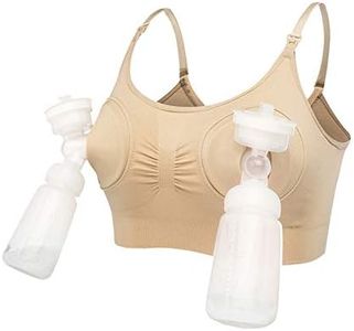 BaronHong Breast-Pumps Holding Nursing Bra,Hands Free Pumping Bra,Suitable for Breastfeeding-Pumps(Nude,L)