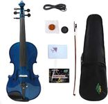 Yinfente 5 String Acoustic Electric violin Maple Spruce Wood Acoustic Violin Ebony Violin Fittings 4/4 Blue color with violin case bow (blue)