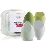 Makeup Sponge DUAIU 4 Pack Beauty Blender Foundation Sponges Set 4 Color Latex Free Blender Beauty Makeup Sponges with 1 Sponge Holder Case (Avocado Green)