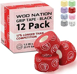 WOD Nation Weightlifting Hook Grip Tape - Bulk 24 Pack (23ft/Roll) Comfortable & Stretchy Athletic Thumb Tape for Weight Lifting, Excercise & Cross Training - Protect Thumb, Wrist & Finger (Red)