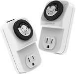 Fosmon 24 Hour Outlet Timer for Electrical Outlets, Indoor Light Timer Programmable, Plug in Wall Timer for Light Inside, Lamp, Grow Light, Mechanical Electric Timer Switch, 3 Prong, Grounded- 2 Pack