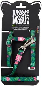 Max and Molly Adjustable Cat Harness and Leash Set - Escape-Proof Cat Harness with Leash for Outdoor Walking and Exploring, Soft Padded Double Stitched Fabric (Tropical)