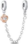 Annmors Infinity Heart Family Clasp Safety Chain Charm fits Bracelets, 925 Sterling Silver-Lucky Charm for Woman Pendant Bead,Jewelry Beads Gifts for Women Bracelet&Necklace T588