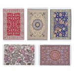 5pcs 1:12 Miniature Carpet, Floral Print Vintage Woven Rugs, Miniature Welcome Floor Blanket, Doll House Furniture Decor