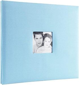 MCS Expandable 10-Page Fabric Scrapbook Album with Photo Opening Cover and 12 x 12 Inch Pages, 13.5 x 12.5 Inch, Sky Blue