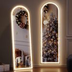 ZKIODV Arched LED Full Length Mirror, Standing Full Body Mirror with Lights, Arch Floor Mirror, Large Wall Mounted Mirror, Stand Up Mirror for Bedroom, Living Room, Light Up Mirror (White 160 x 50 cm)