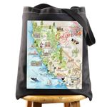 WZMPA California State Tote Bag California Travel Gift California Vacation Reusable Grocery Bags California Trip Merchandise, California Tg Bl, L