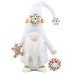 Gehydy Christmas Gonk Decorations Handmade Candy Gnome Plush Stuffed Xmas Decor for Home Kitchen Farmhouse - White